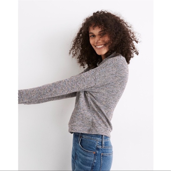 Madewell Textured Turtleneck Striped Rainbow Sparkle Pullover Sweatshirt Top - Picture 3 of 15